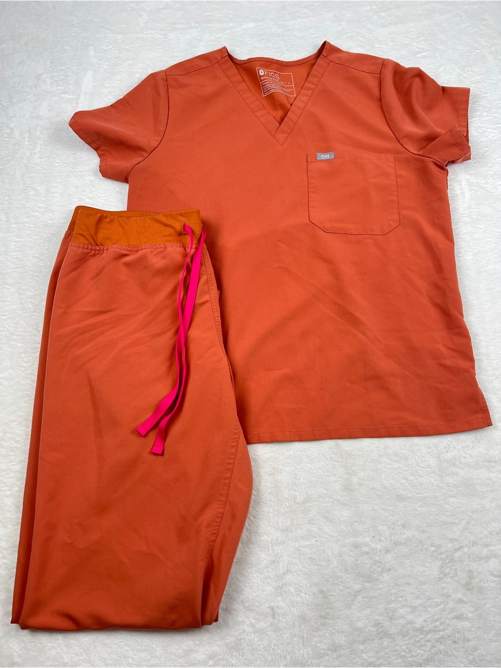 FIGS Scrub Set Women’s L Terracotta Catarina Top Livingston Tall Pants